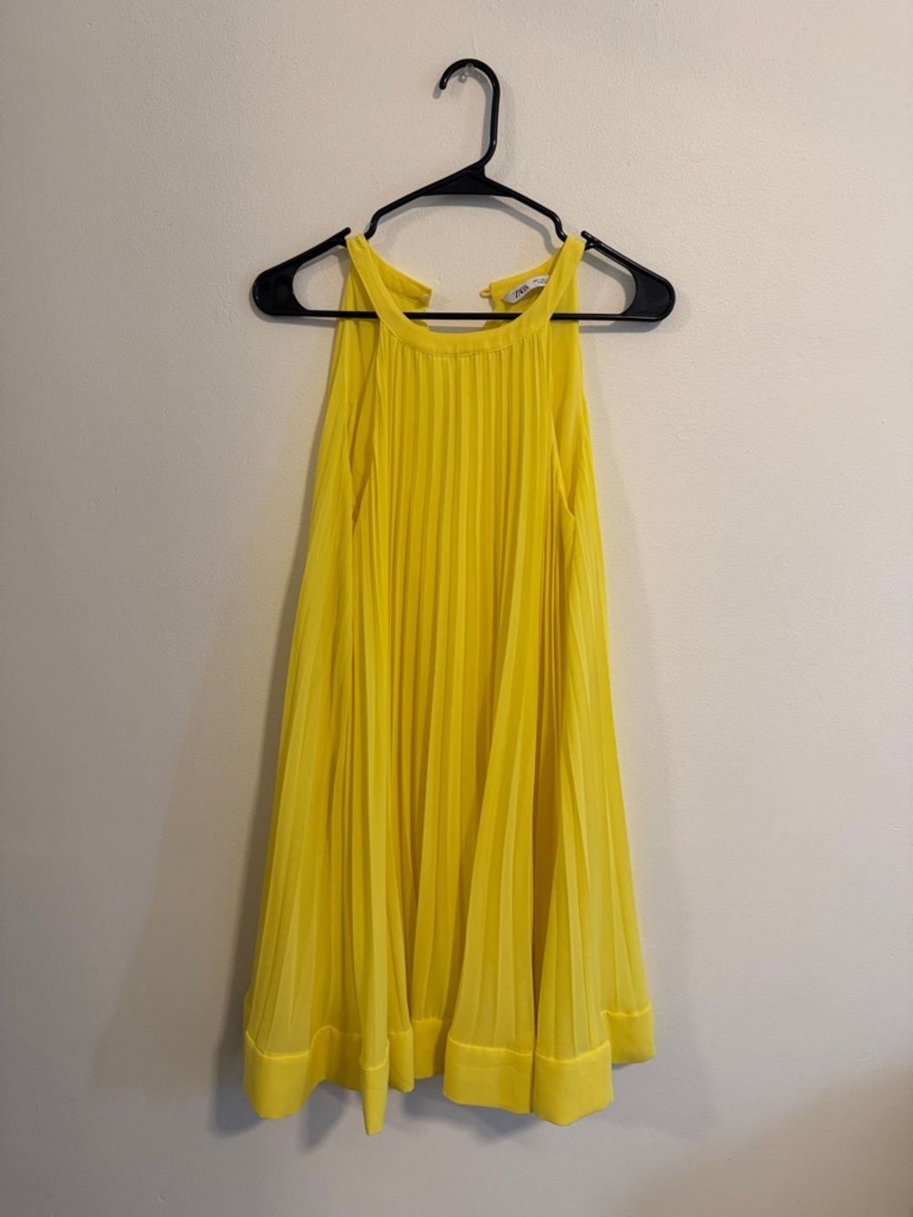 Zara Yellow Pleated Mini Dress